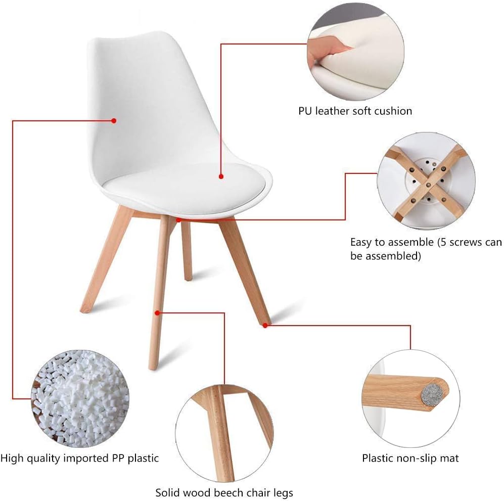 Esstisch mit 4 Stühlen Esszimmergruppe, 4er Set Esszimmerstühle und 120CM Rechteckig Holztisch Essgruppe für Wohnzimmer Küche Büro (Eiche-Weiß Tischbein Tisch+4 Weiß Stühle)