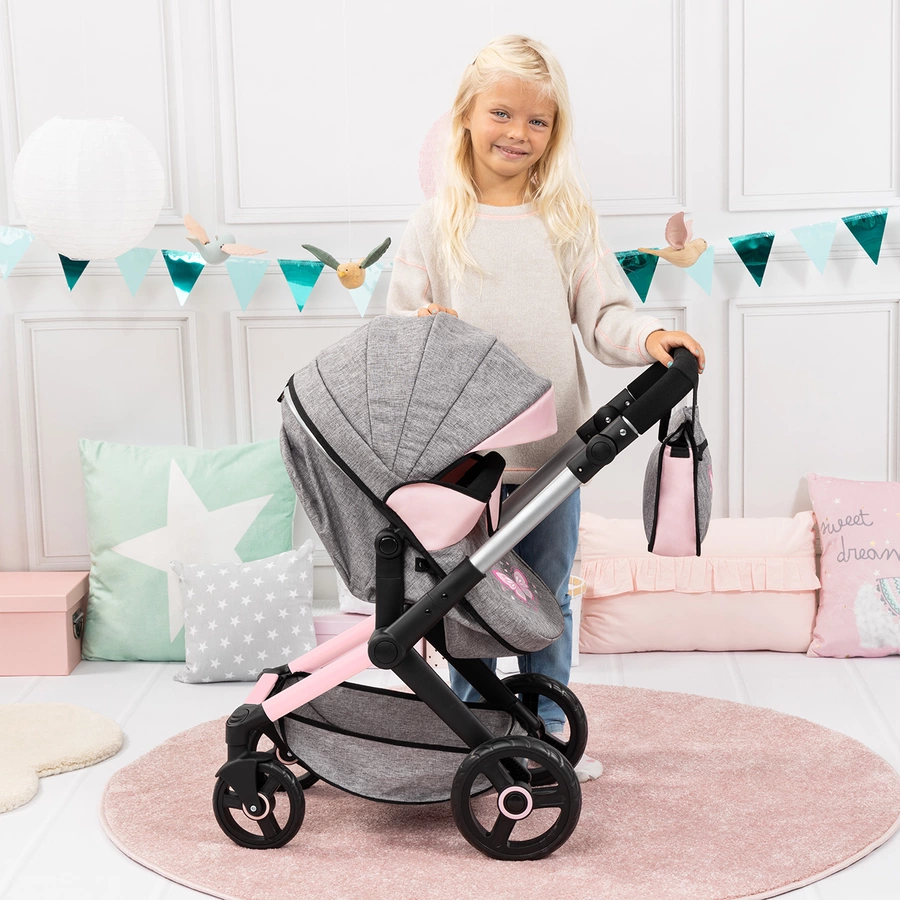 bayer Design Kombi-Puppenwagen Xeo GrauRosa