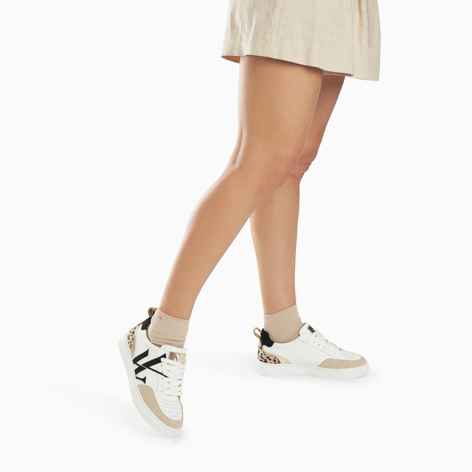 Sneakers-Baskets monogramme Luna blanc et noir