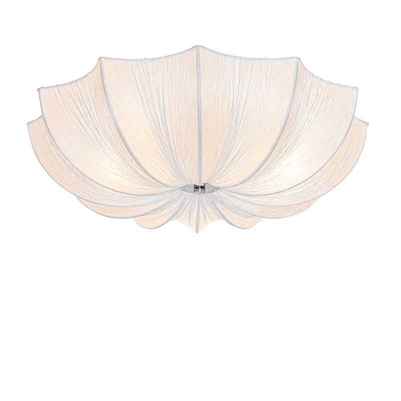 Japandi plafondlamp wit zijden 52cm 3-lichts - Plu