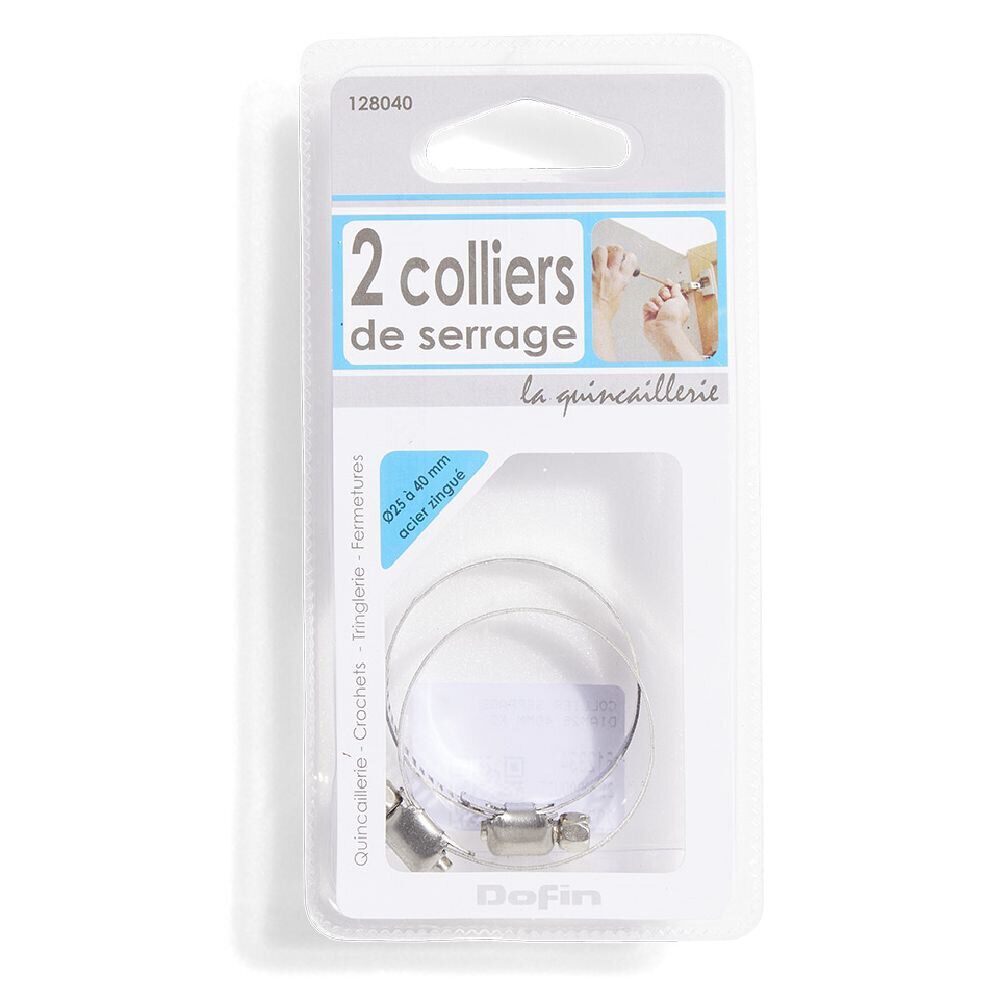 2 colliers de serrage acier zingué - Ø25 à 40 mm