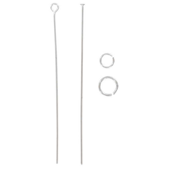 Sachet 50 tiges à anneau 5,5 cm, argentées