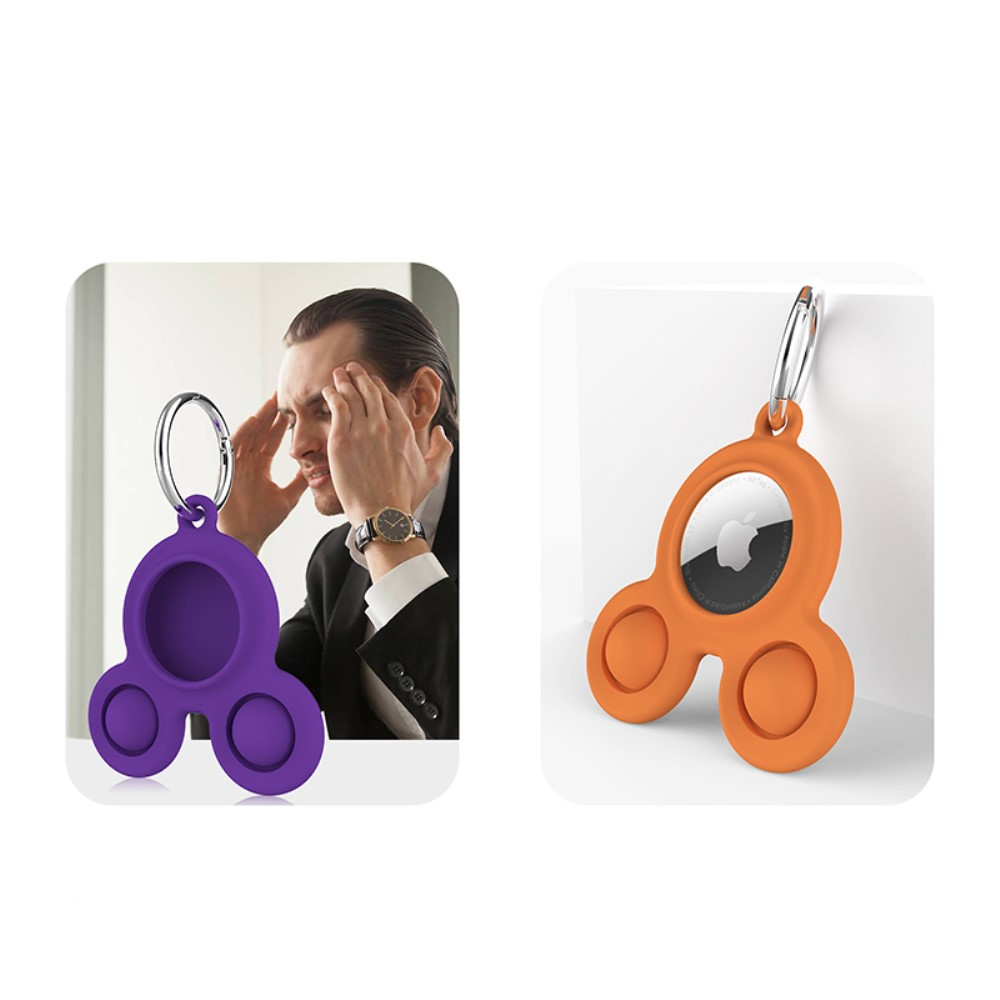 Apple AirTag Anhänger Silikon Bubbles Hülle Schlüsselanhänger   Anti Stress Pop It Fidget Maus - Gelb