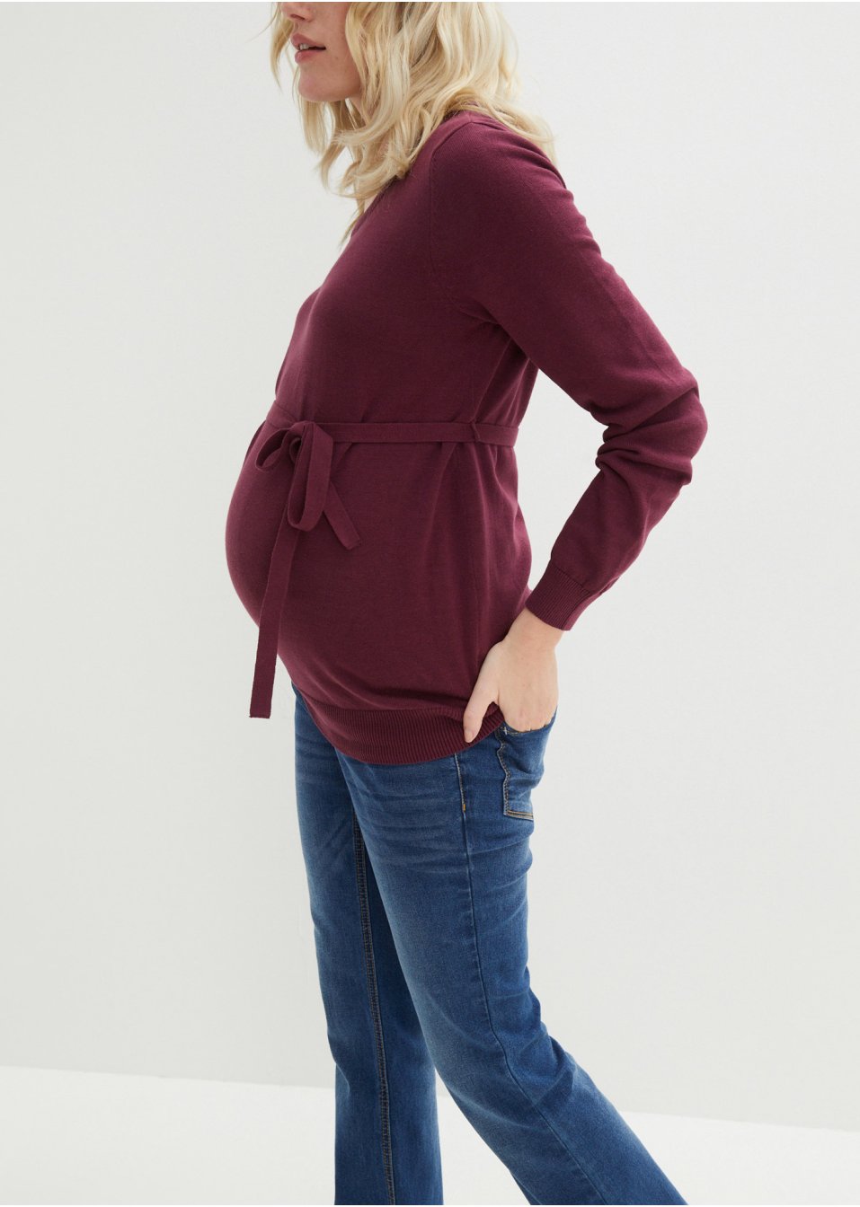 Pull de grossesse en 100% coton avec lien à nouer