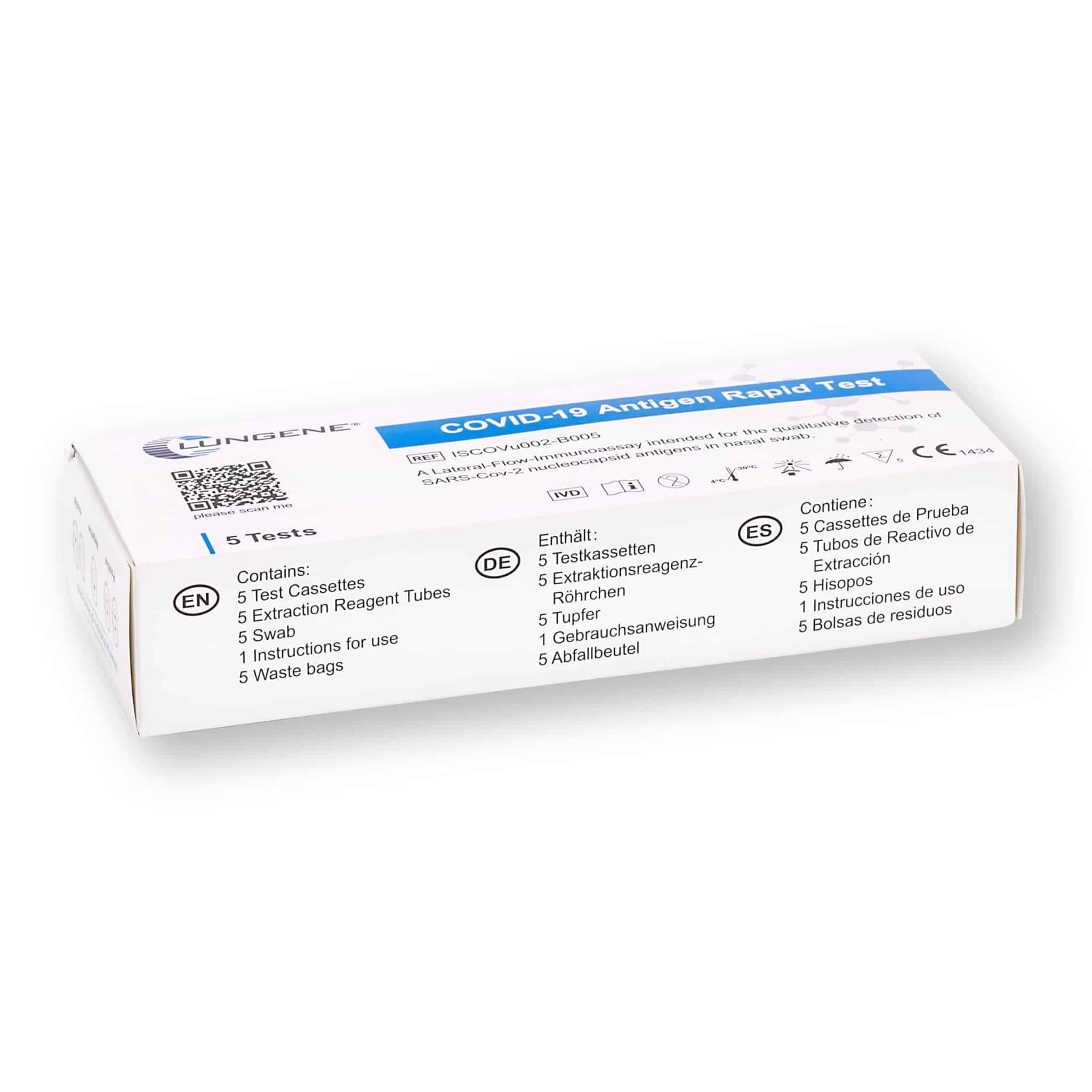 Clungene Covid-19 Corona Antigen Schnelltest 5er Pack | GRATIS parahealth Tests