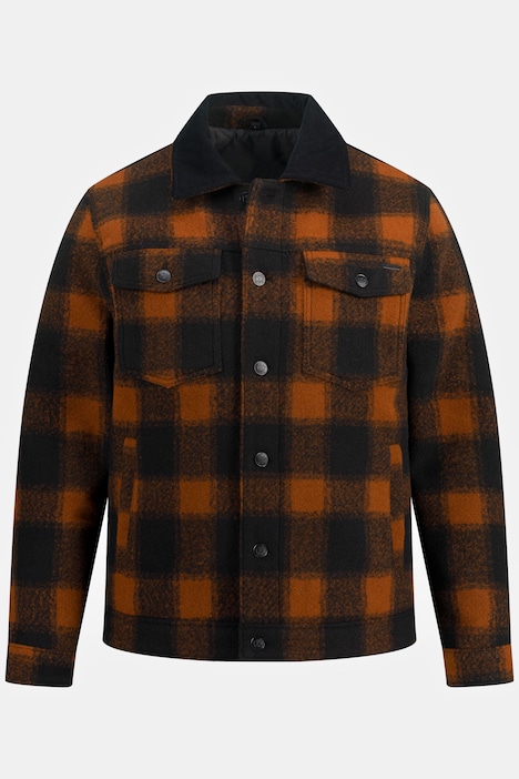 Jacke, Outdoor, Wolloptik, Cordkragen, Knopfleiste, Brusttaschen, bis 8 XL