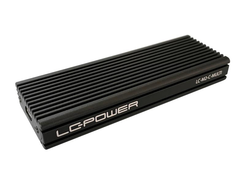 LC-Power Externes Gehäuse LC-M2-C-MULTI M.2 Schwarz Hochwertiges externes USB 3.1 Gen. 2-Typ C-Gehäuse für M.2-SSDs