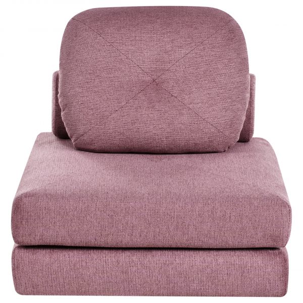 Sofá Cama Beliani Estofado em Tecido Rosa Cama Individual Dobrável com Almofada Design Moderno
