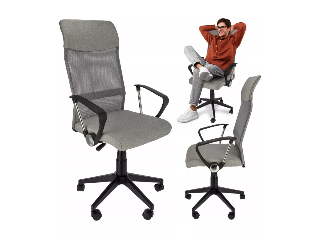 ZOOM fauteuil tissu gris mélangé