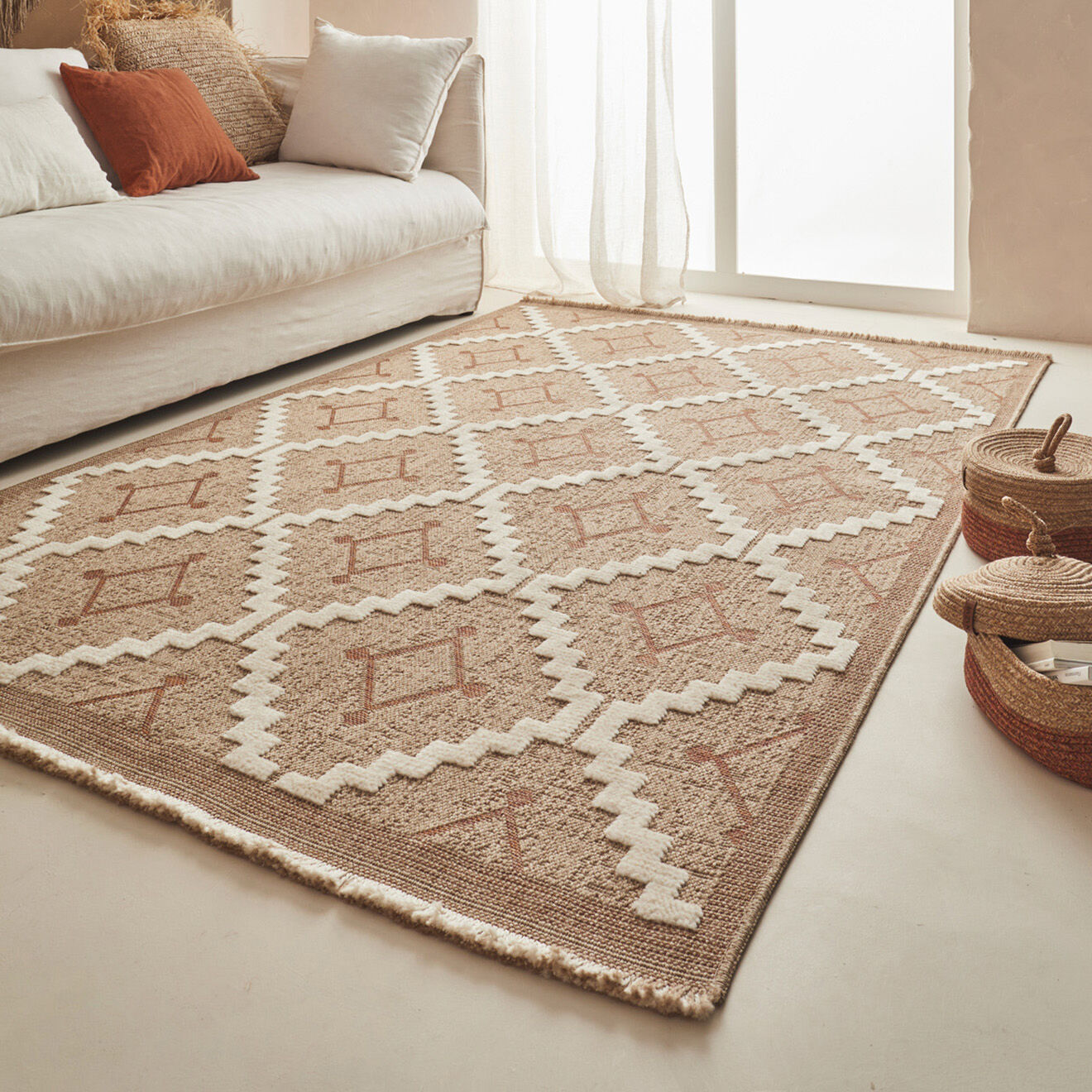 Nazar Rugs Tapis aspect jute TULUM 9041 intérieur & extérieur terra - 60x180 cm