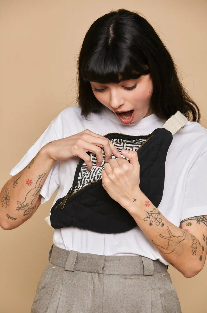 Sac banane matelassé Olivia Noir