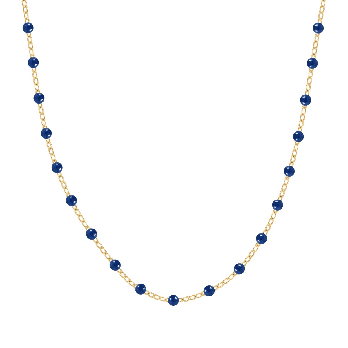 Collier à pierres bleues en acier plaqué jaune