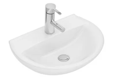 Ifö Spira vask buet 60cm 15162 - boltemontering, med hanehu og uden overløb dybde 168