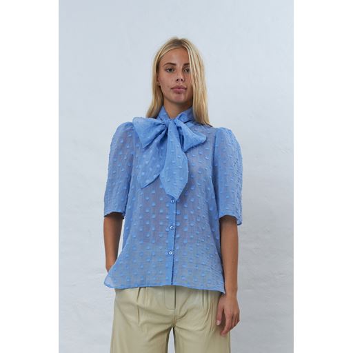 Stella Nova Shortsleeved Bow Bluse, Summer Blue, 40