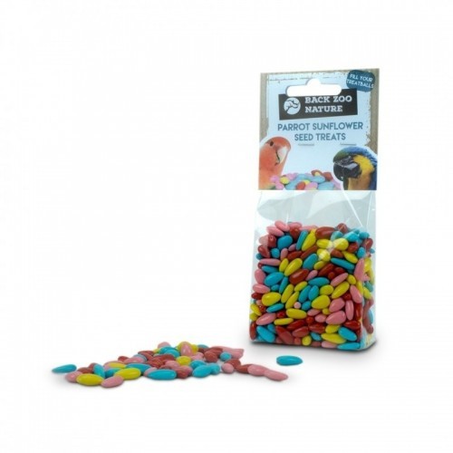Petisco refrescante para papagaios feito com sementes de girassol e mel.