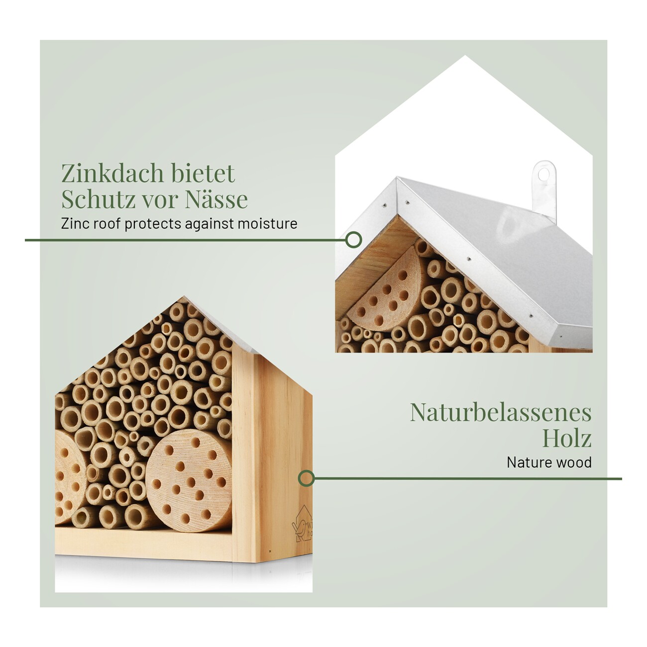 WILDLIFE HOME Bienenhotel mit Metalldach | 2er Set