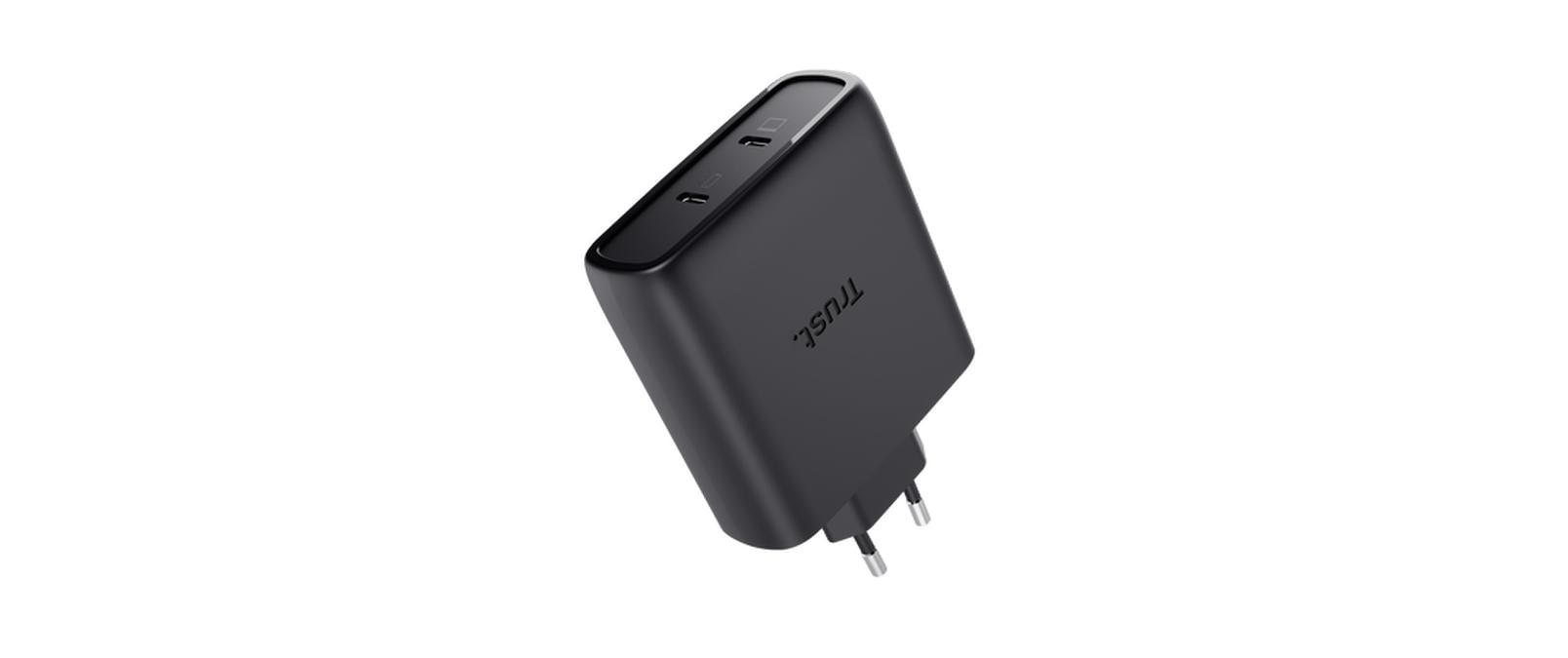 Maxo USB-C-GaN-Ladegerät 100 W mit 2 Anschlüssen SchwarzGaN-Technologie mit Dual-Port-Ausgang und bis zu 100 W Ladeleistung