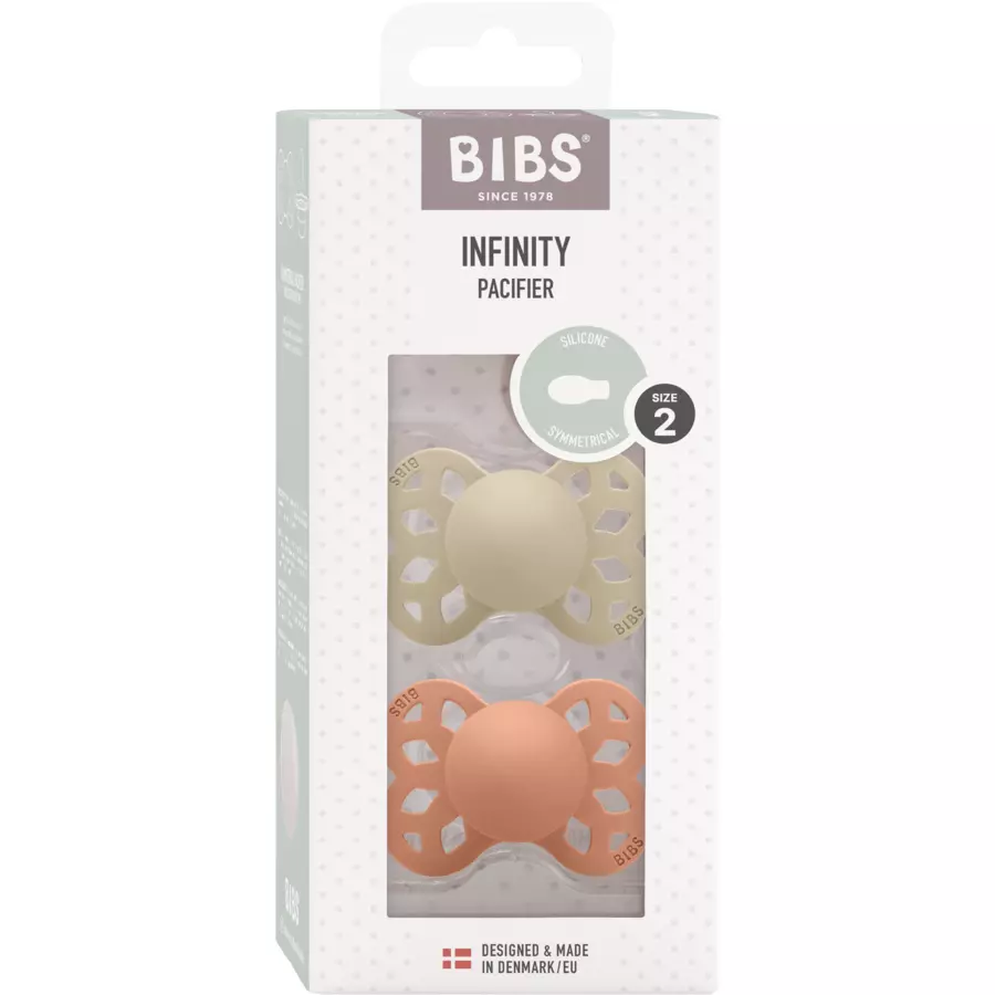 BIBS® Schnuller Infinity symmetrischer Sauger 6-18 Monate Vanilla & Peach 2 Stk.