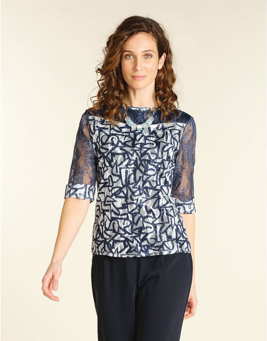 T-shirt bleu résille