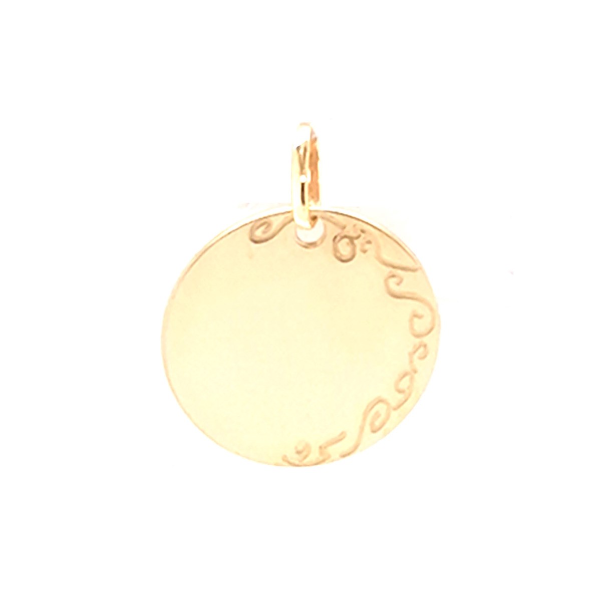 Médaille ronde gravée côté droit or jaune 18 carats