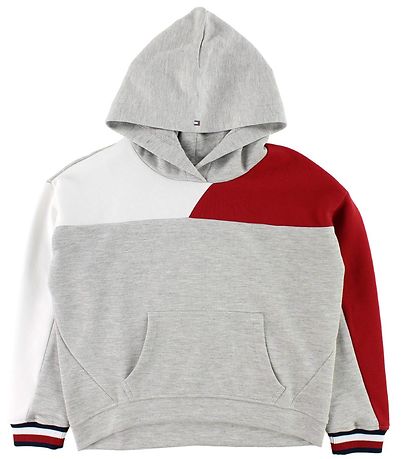 Tommy Hilfiger H?ttetr?je - Gråmeleret m. R?d/Hvid