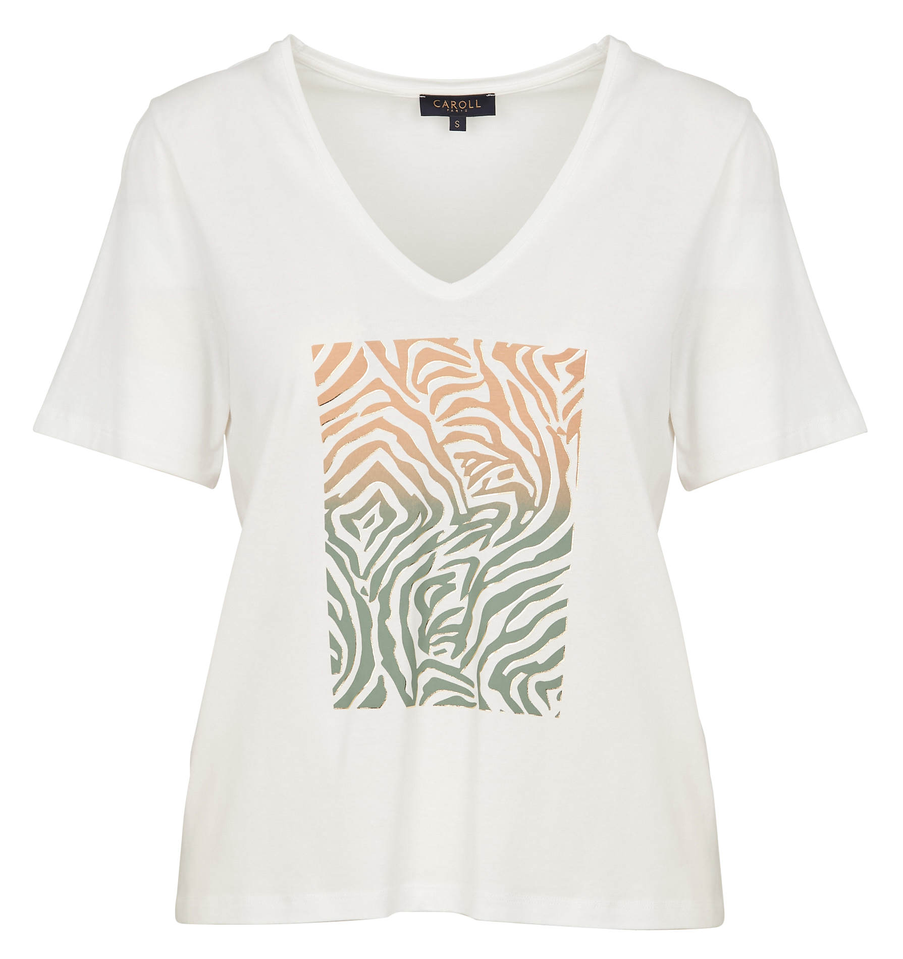 TLYDIA - Tee-shirt droit col rond en coton mélangé | Beige
