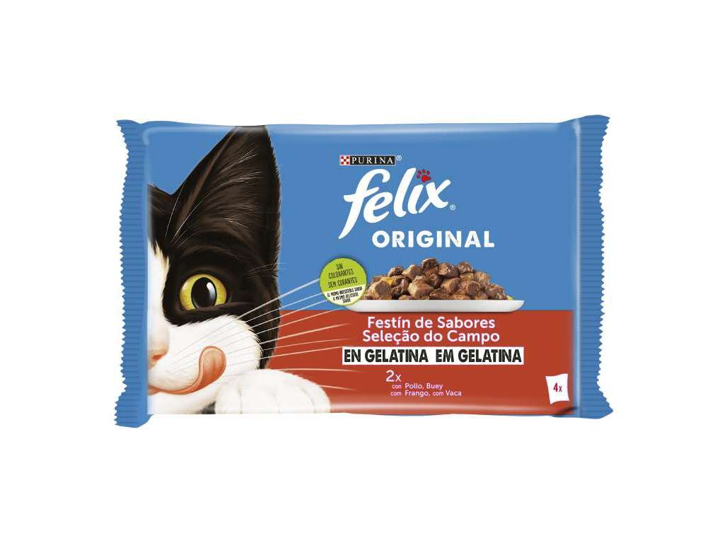 COMIDA HÚMIDA PARA GATO FELIX SELEÇÃO DE CARNE 4X85G