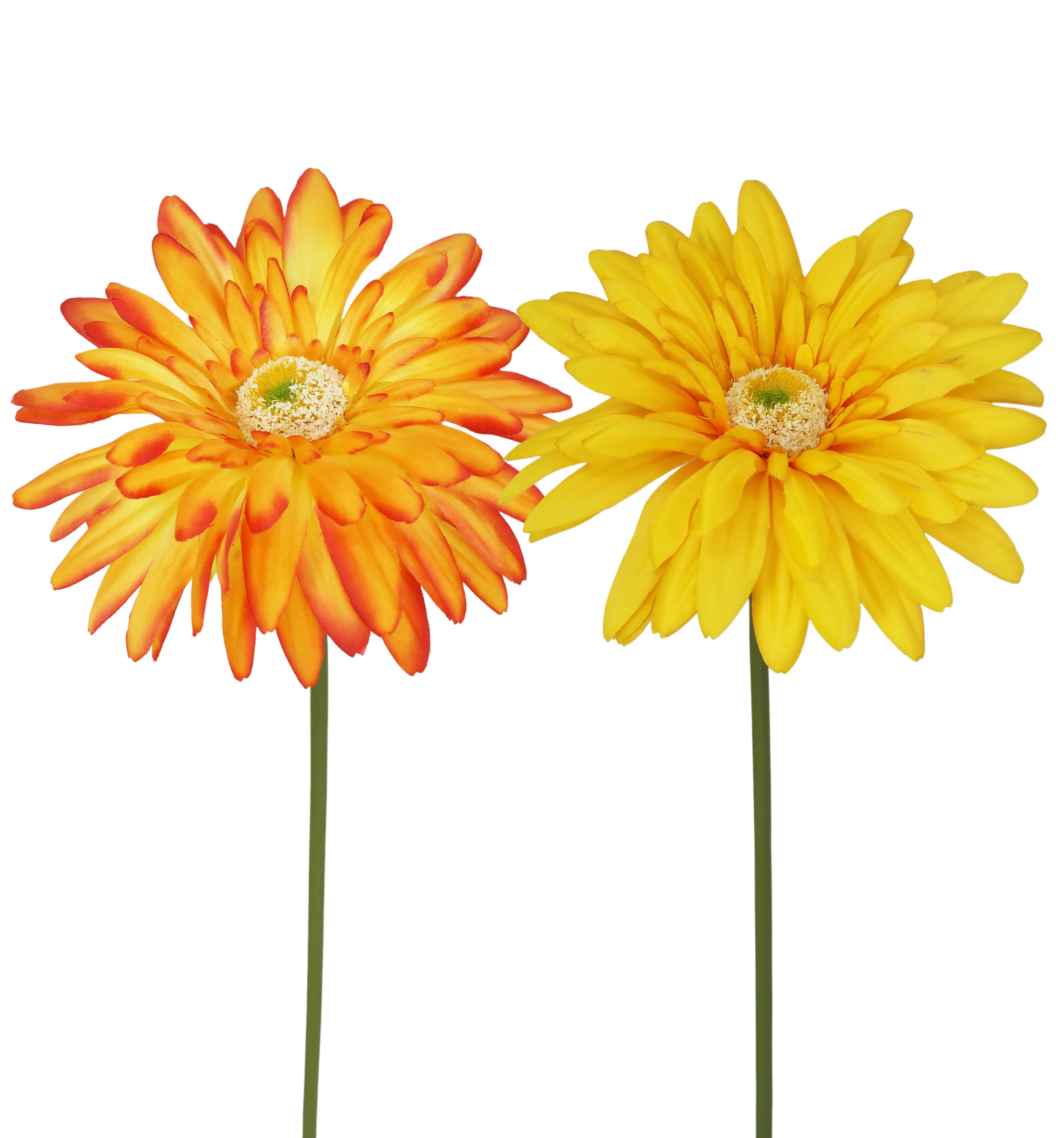 TIGE GERBERA H.60CM JAUNE ET ORANGE