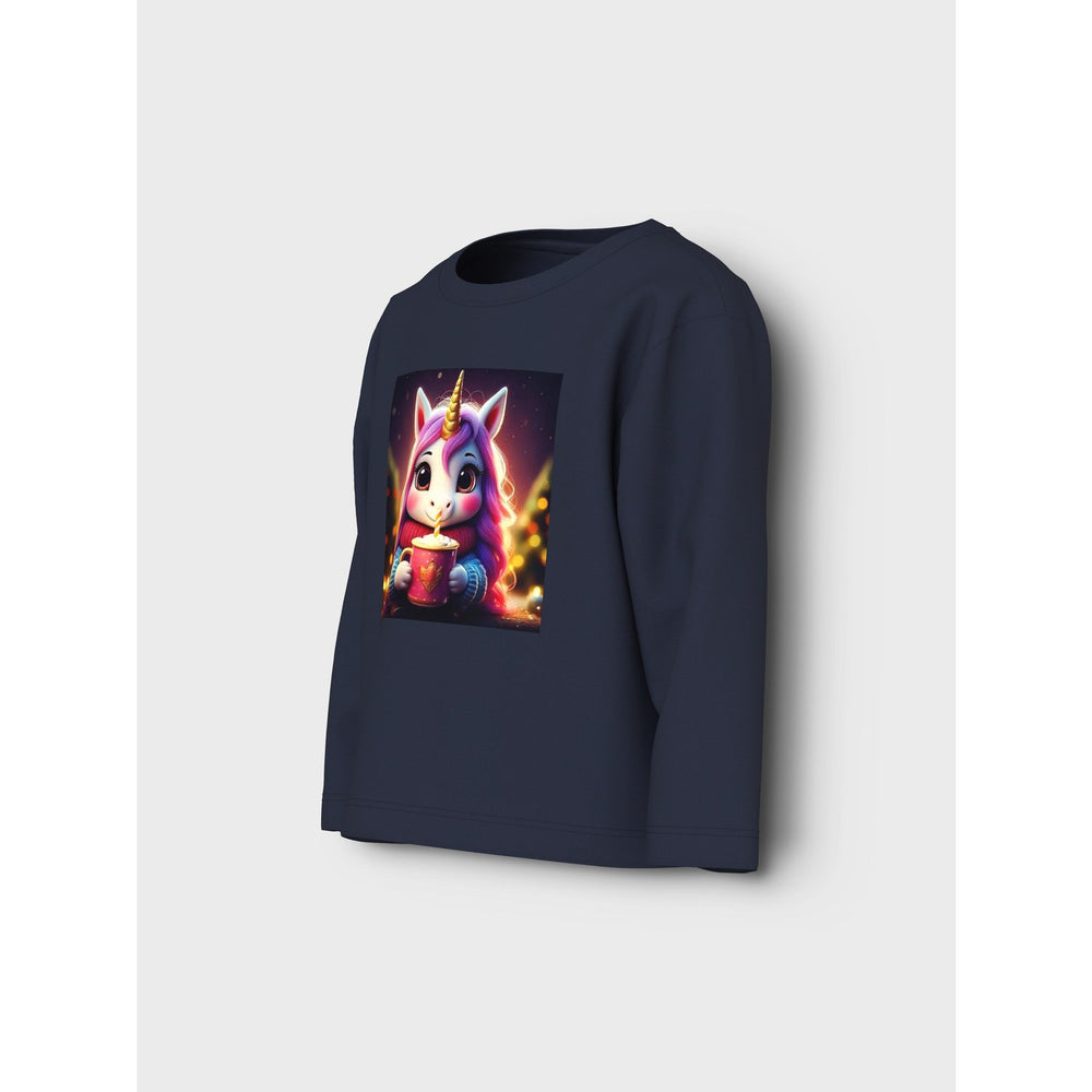Køb Name It Navy Blazer Hot Cocoa Unicorn Nmfvotea Ls Nreg Top