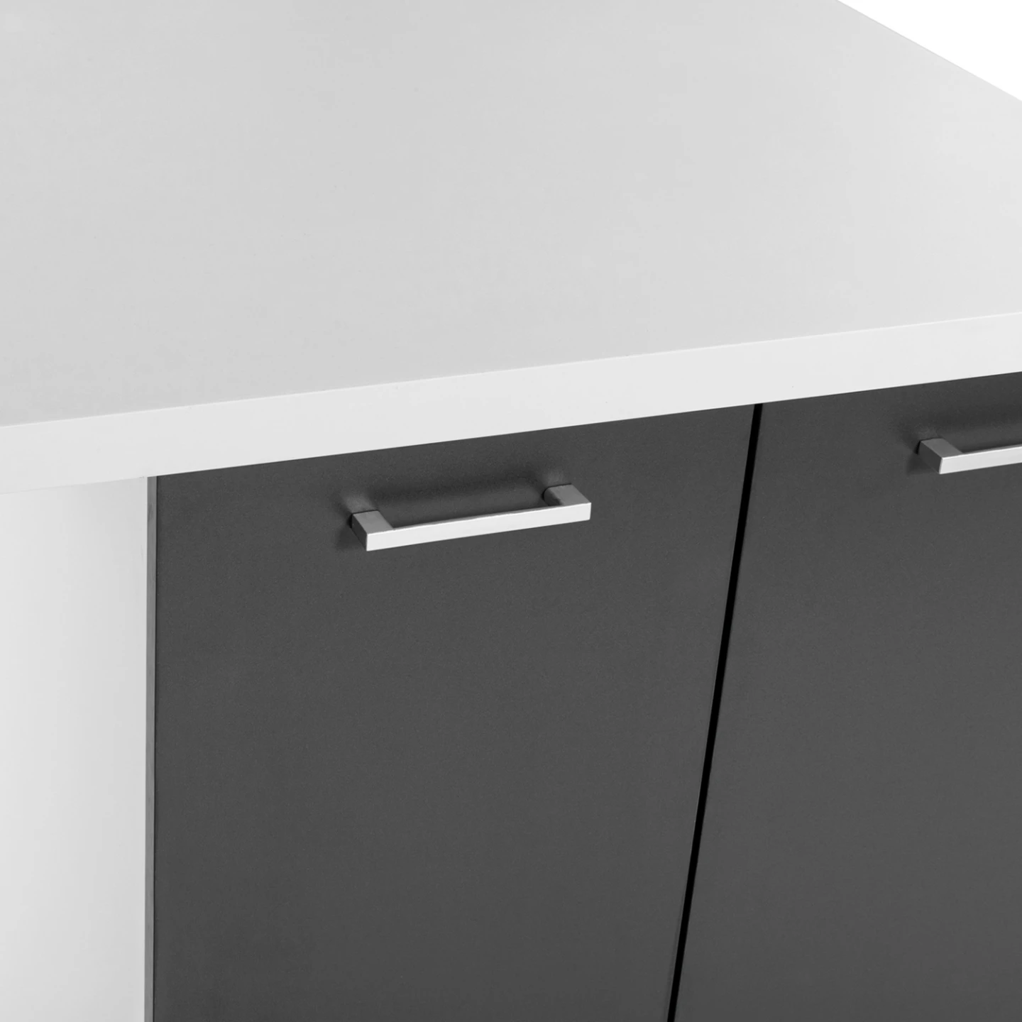 Ilot central IVO 120 cm blanc et gris avec plan de travail
