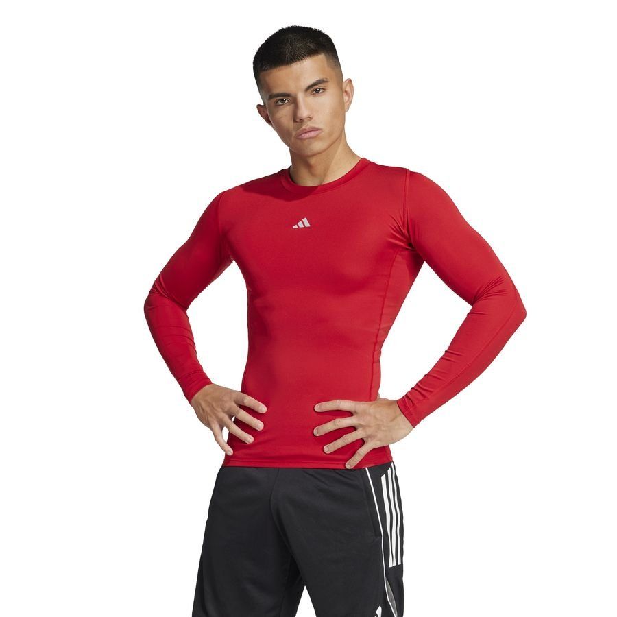 adidas Baselayer Techfit - Rouge Manches Longues
