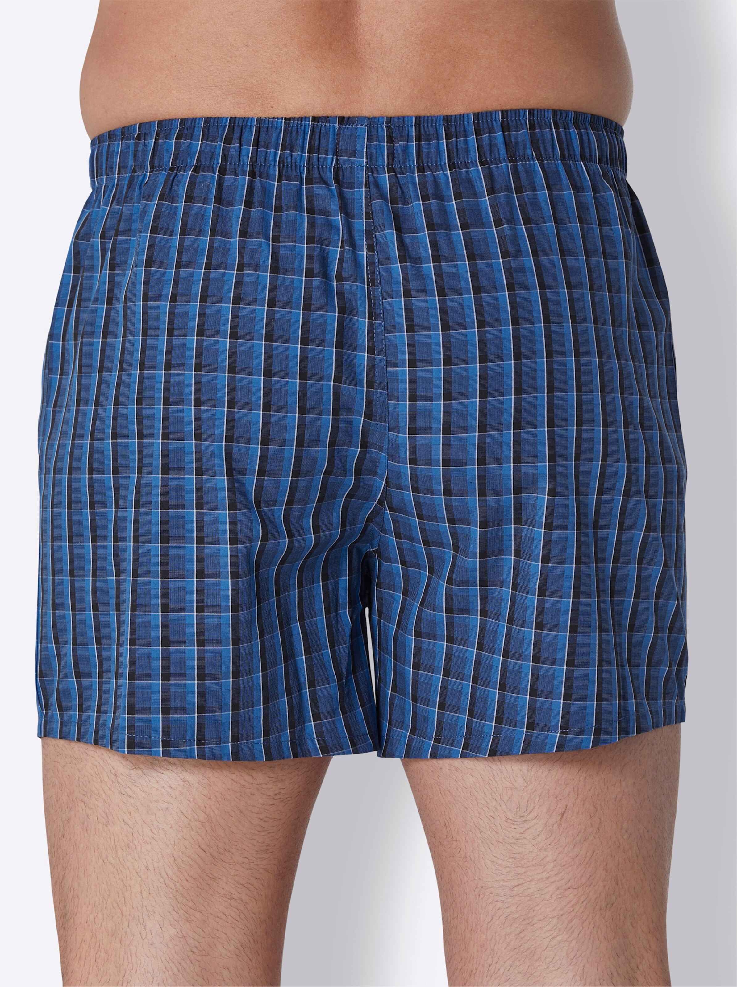 Schiesser Boxershorts in royalblau + royalblau-kariert