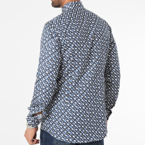 Chemise Manches Longues Slim Hank 50502888 Bleu Marine Blanc