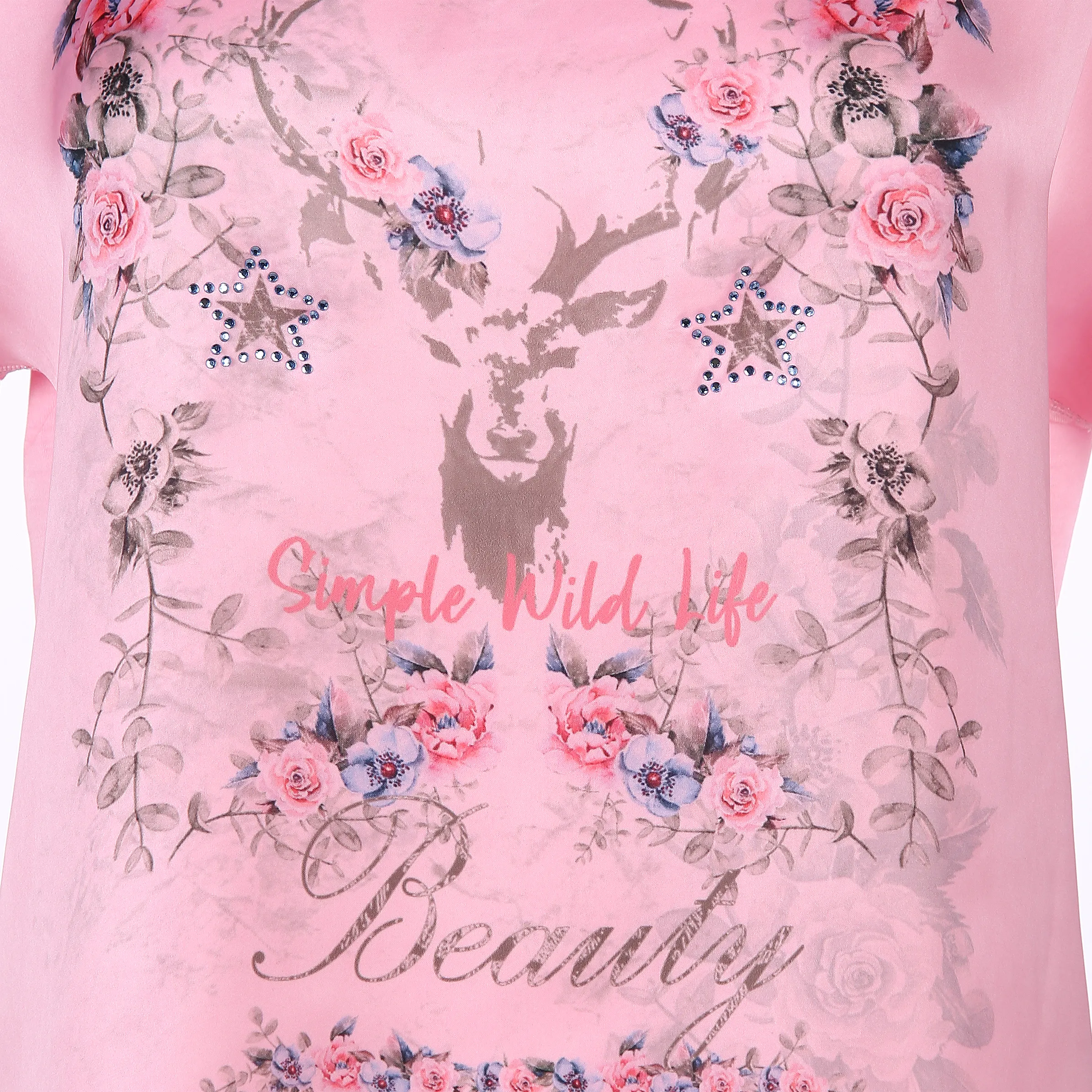 Damen Trachtenshirt im Materialmix mit Frontprint