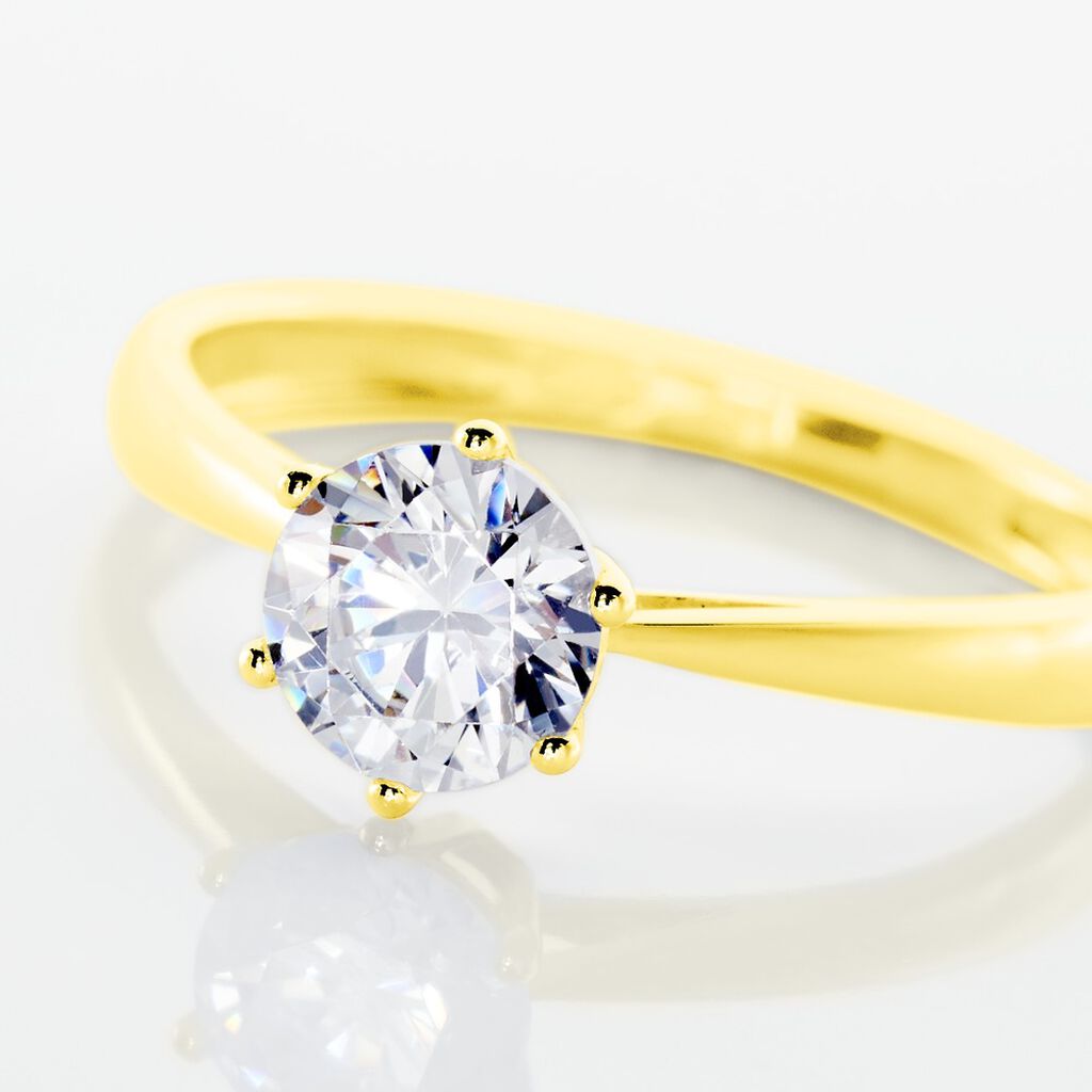 Solitaire Or Jaune Laurian Oxyde De Zirconium Blanc