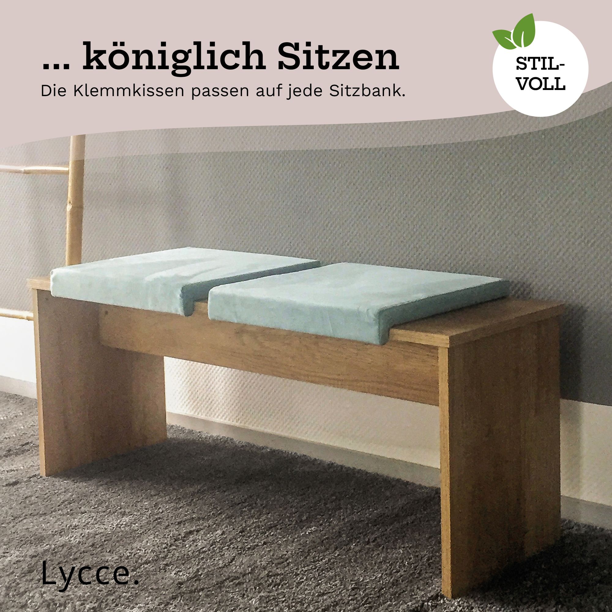 Lycce Klemmkissen / Sitzkissen mit 1 Leiste, Velourstoff rosa und blau