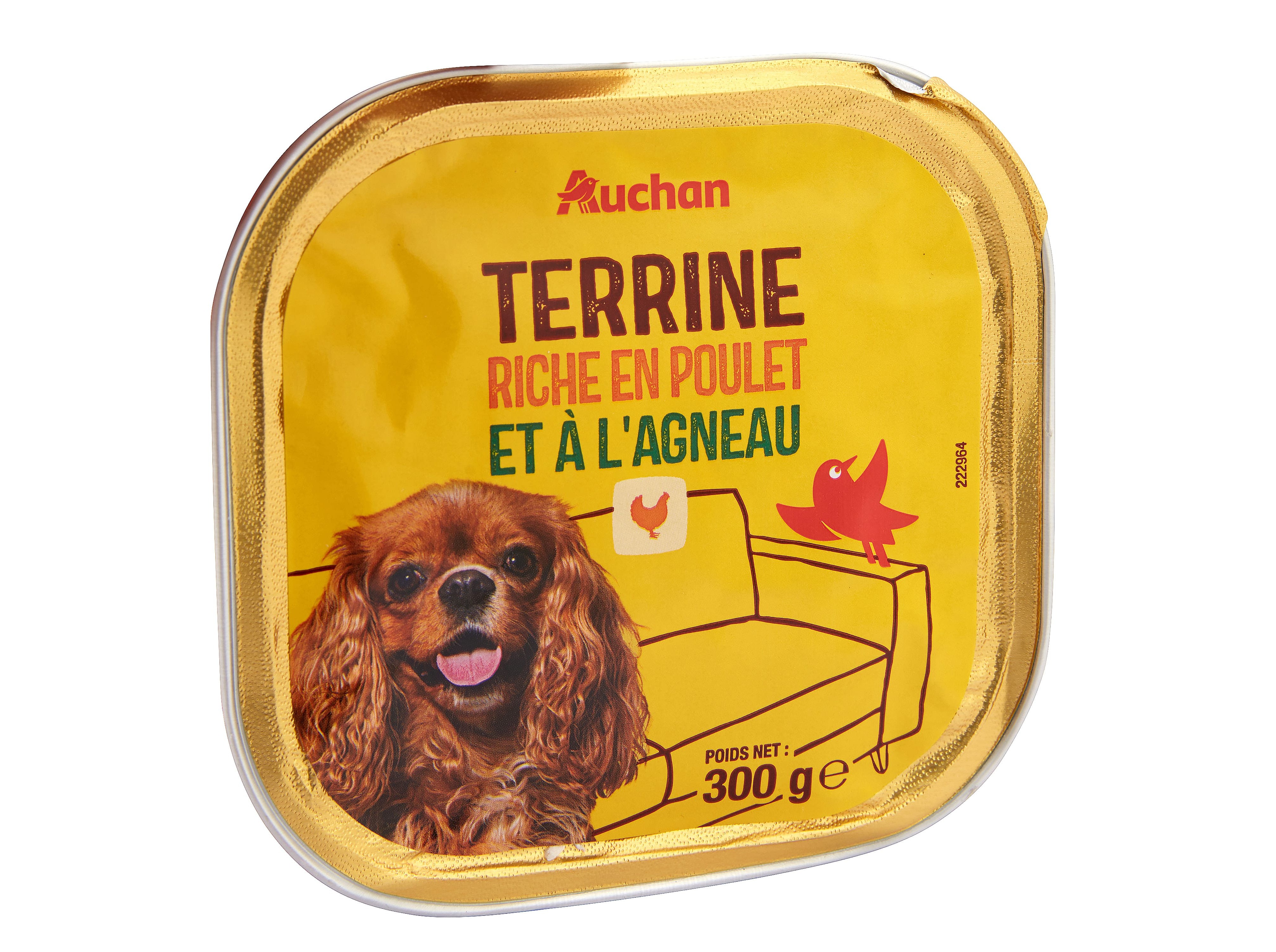 COMIDA HÚMIDA PARA CÃO AUCHAN TERRINA RICO EM FRANGO E COM BORREGO 300G