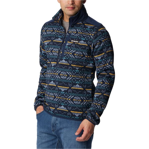 Veste polaire randonnée COLUMBIA SWEATER WEATHER II PRINTED HALF ZIP COLLEGIATE NAVY/CHECKERED PEAKS