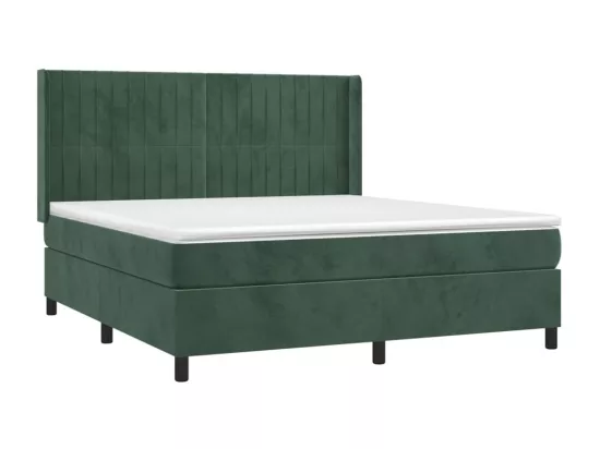 Sommier tapissier matelas et LED Vert foncé 160x200 cm Velours