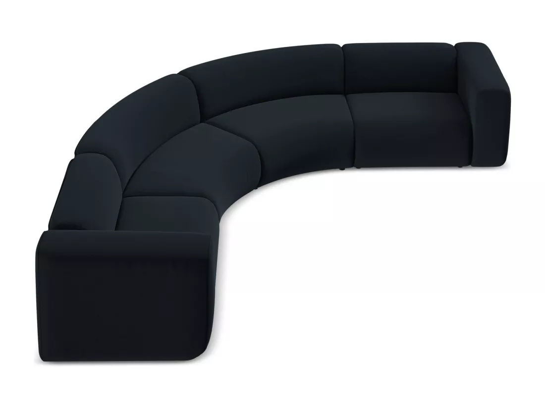 Canapé d'angle modulable en velours - bleu royal - EKAHI
