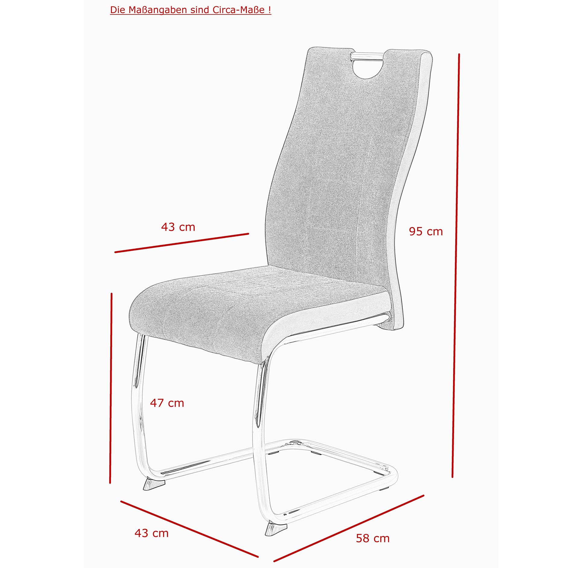 2er-Set Schwingstuhl - grau - Webstoff