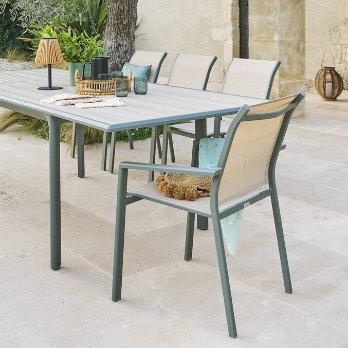 Fauteuil de jardin empilable ESSENTIA Lin / Vert laurier