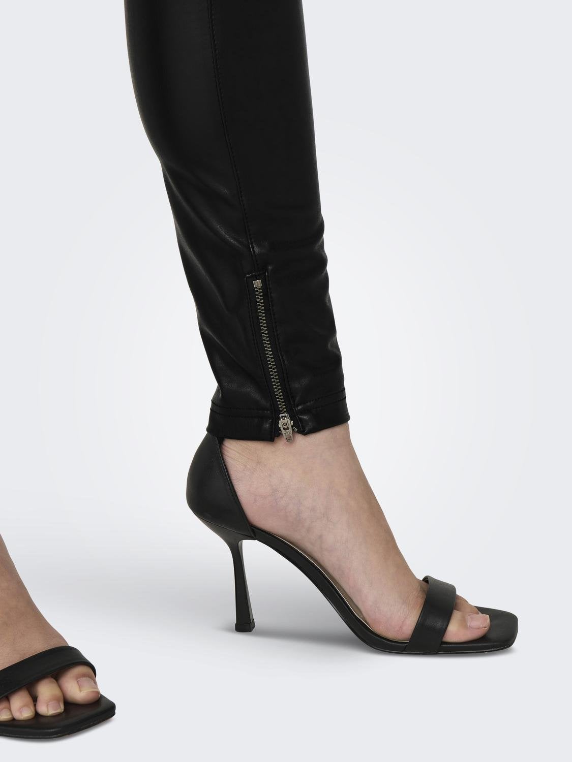 ONLLENA-STAR Mittlere Taille Skinny Fit Hose in Lederoptik Black