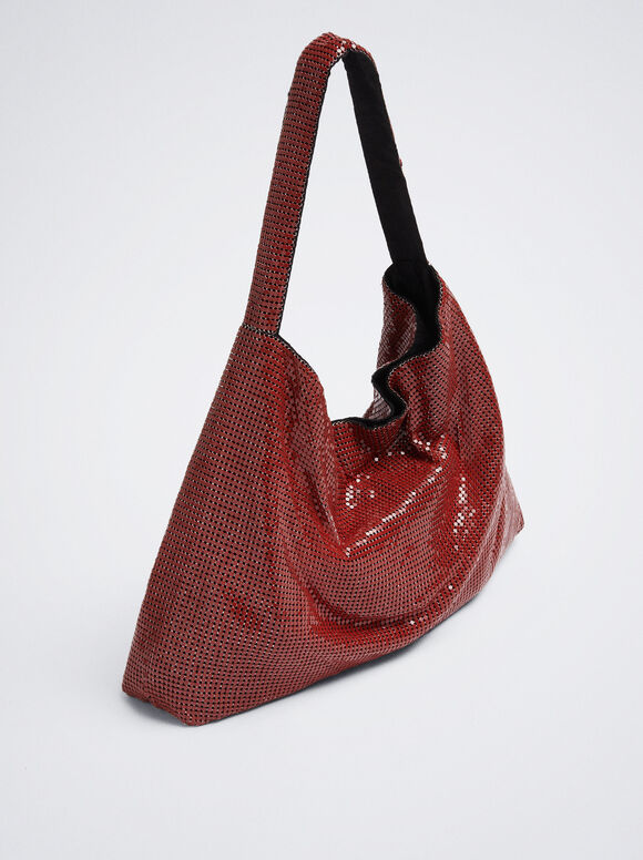 Bolsa de ombro em malha trançada - Laranja