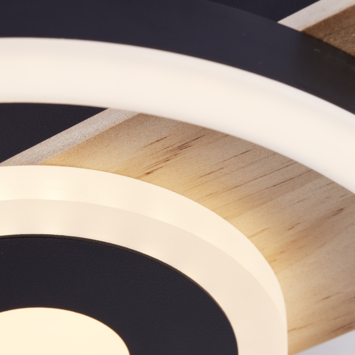 Brilliant plafondlamp Maureen 12W 1100 lm zwart/hout