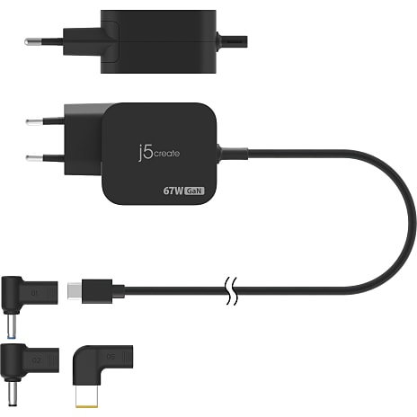J5 USB-C universal GaN oplader 67 W - sort