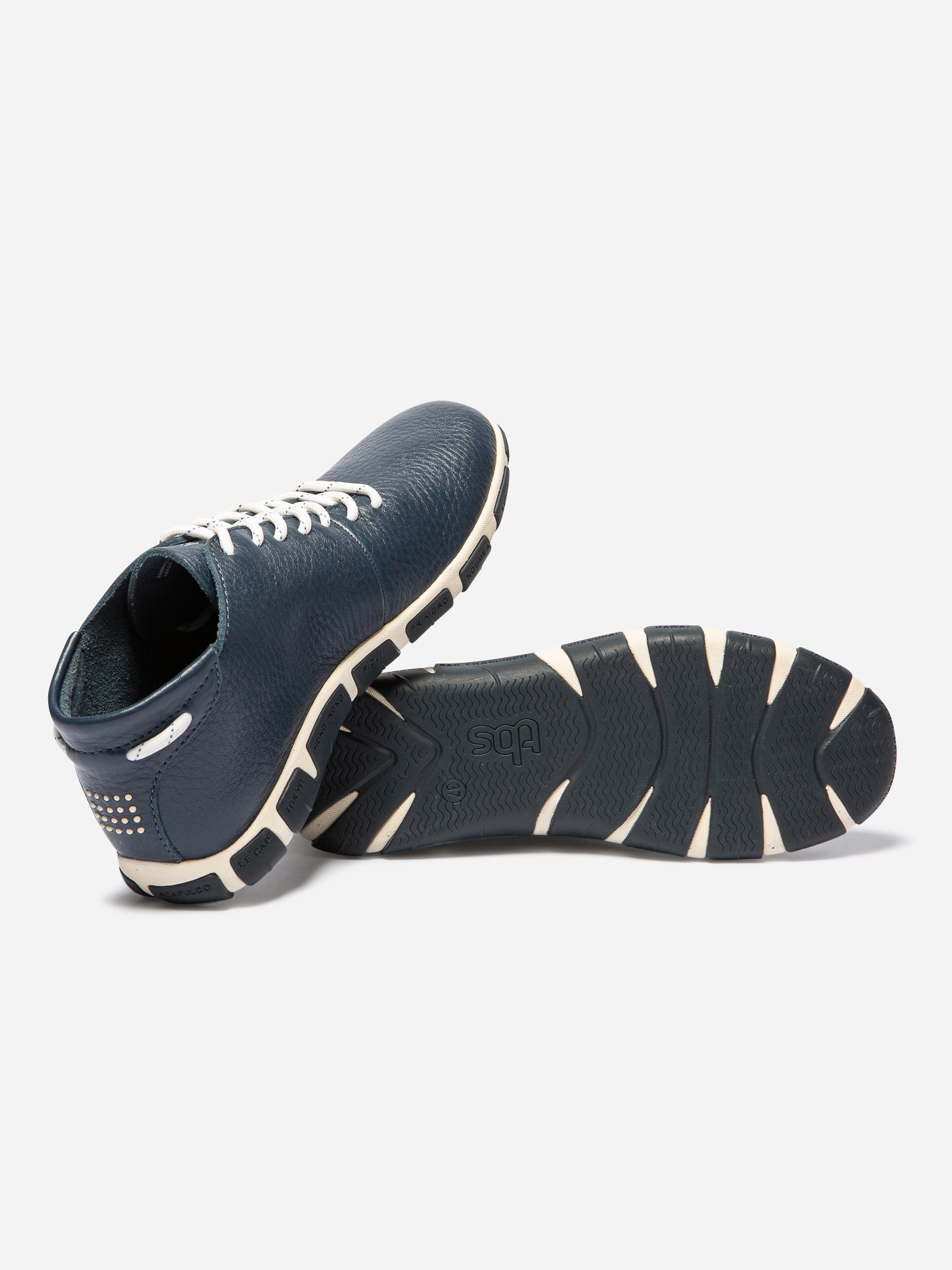 Tennis Montantes Femme Confort Cuir Marine