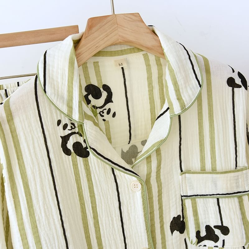 MelMount - Bijpassende pyjamaset voor koppels: gestreepte top met lange mouwen + broek (verschillende ontwerpen)