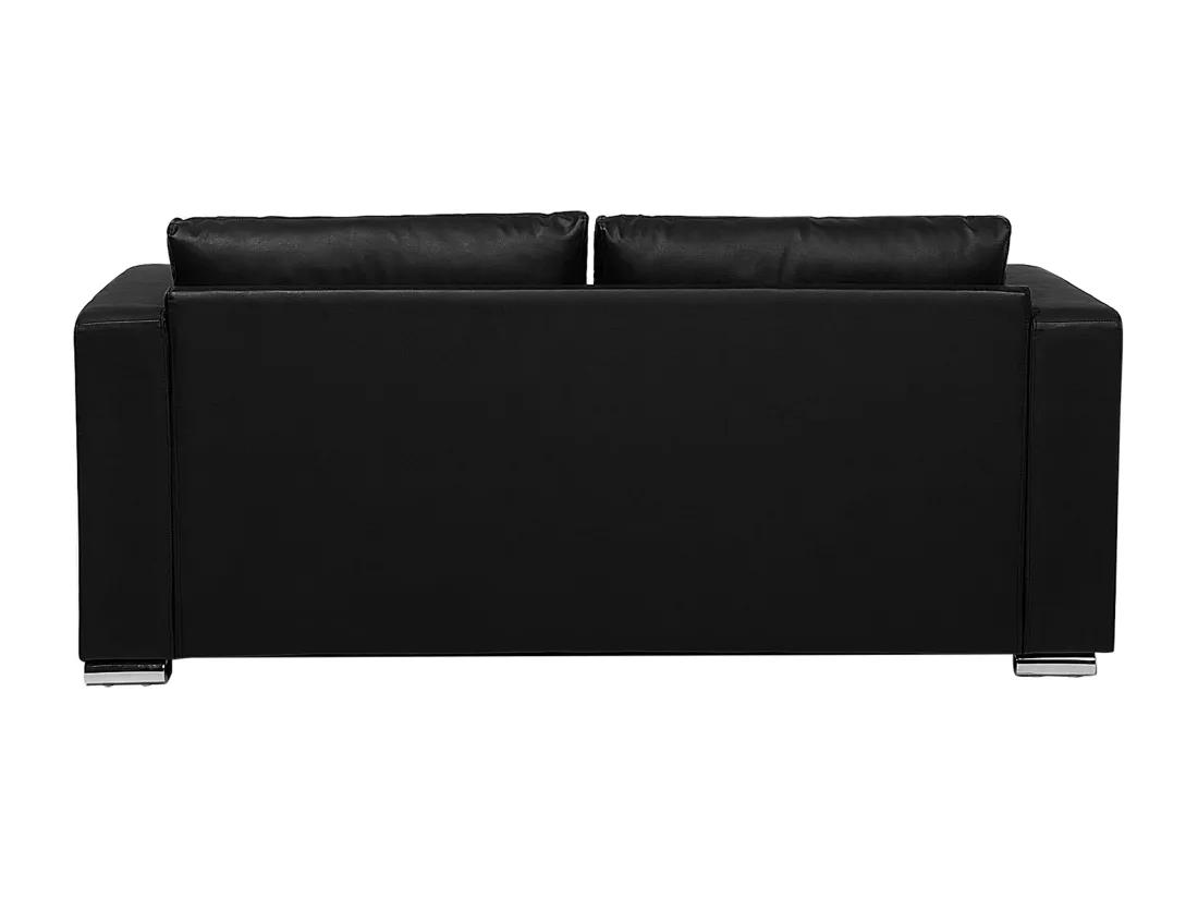 Ensemble canapés et fauteuil en cuir noir 6 places HELSINKI