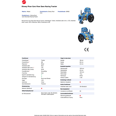 Disney Pixar Cars 3, 1 stk. legetøjsbil